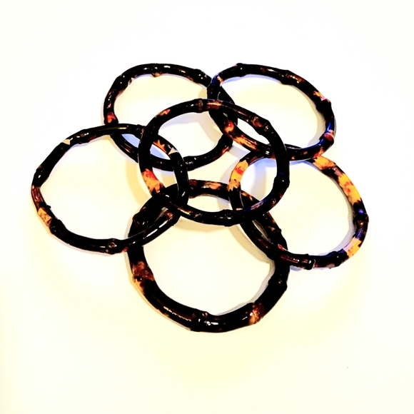 Real Bamboo Root Burnt Decoupage Bangle - Bracelets (SET) - Picture 2 of 2